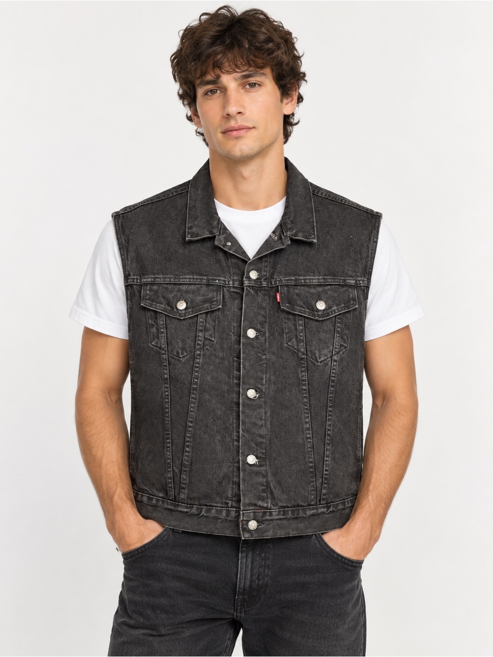 Levi's Men's vintage Washed Black Denim Vest